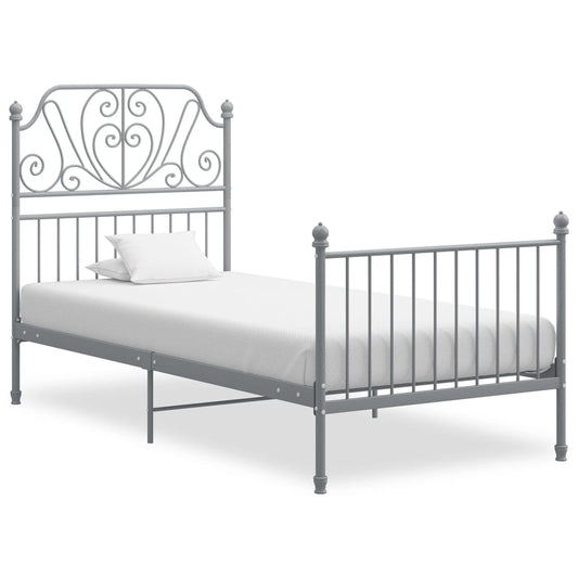 Bed Frame | Grey | Powder-coated metal | Single | Durable | Bed Frame