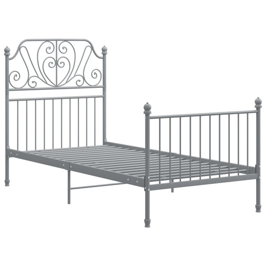 Bed Frame | Grey | Powder-coated metal | Single | Durable | Bed Frame