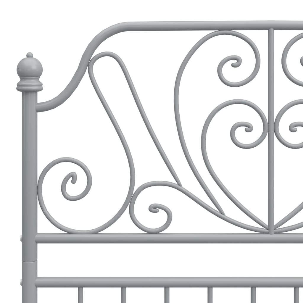 Bed Frame without Mattress Grey Metal 90x200 cm