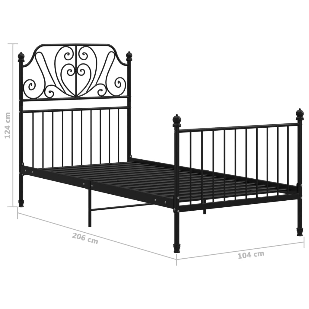 Bed Frame | Black | Powder-coated metal | Single |  Durable  | Bed Frame