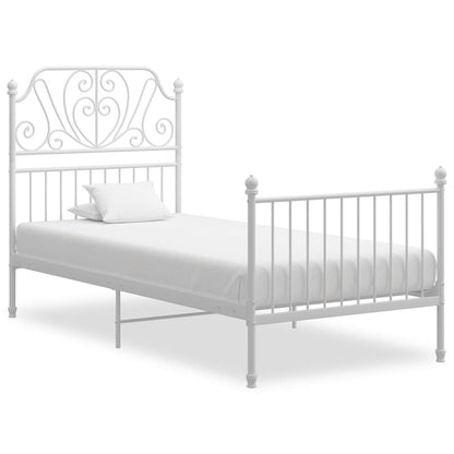 Bed Frame without Mattress White Metal 100x200 cm