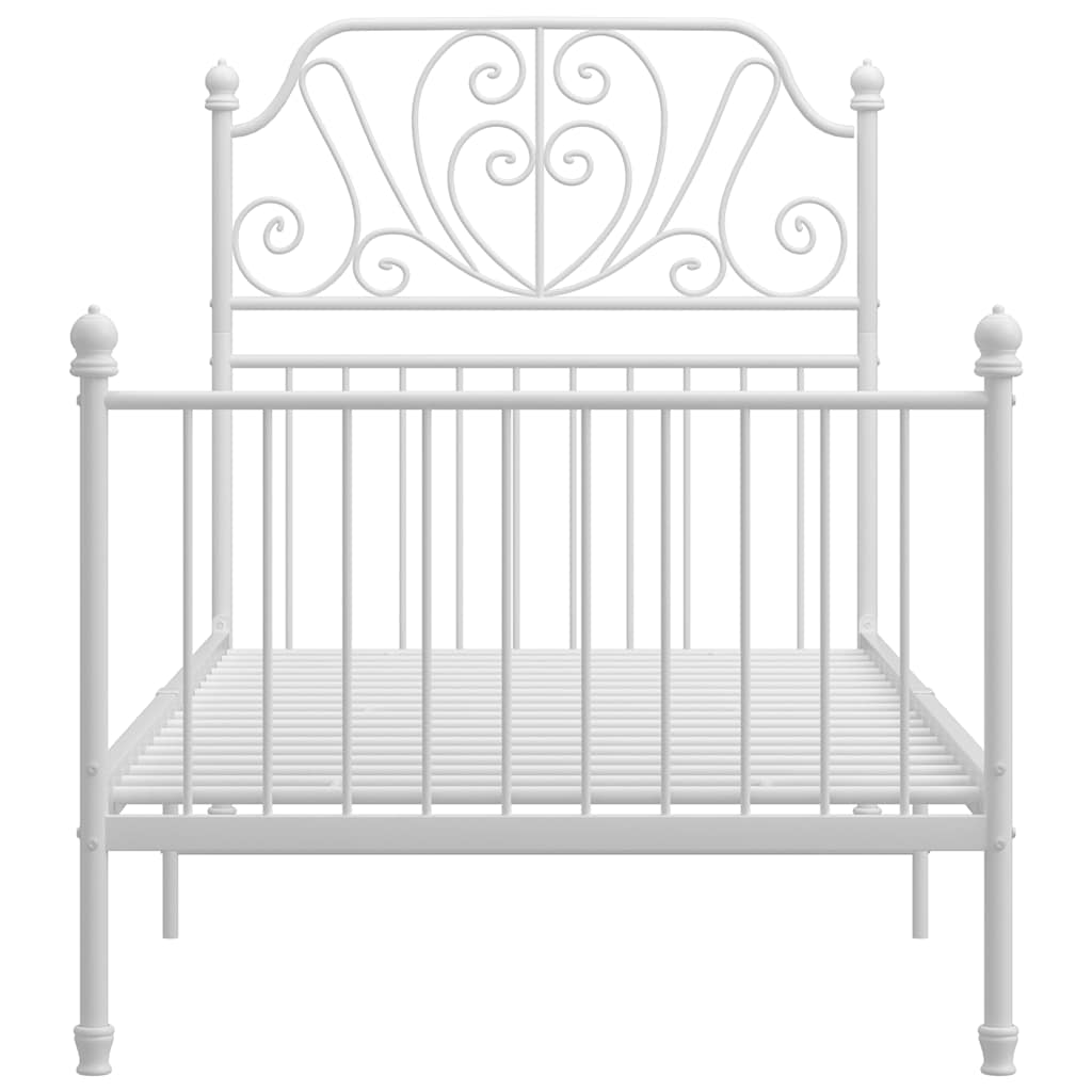 Bed Frame without Mattress White Metal 100x200 cm