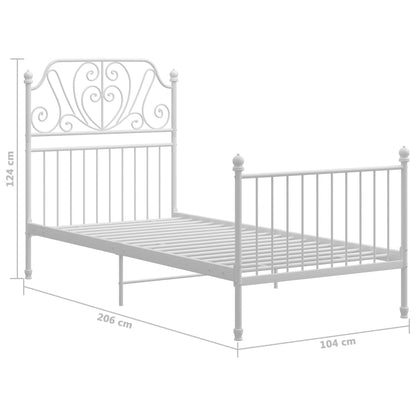 Bed Frame without Mattress White Metal 100x200 cm