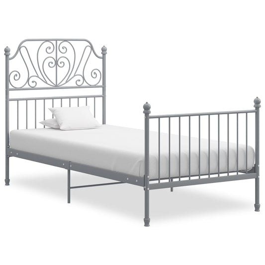 Bed Frame | Grey | Powder-coated metal | Single | Durable | Bed Frame