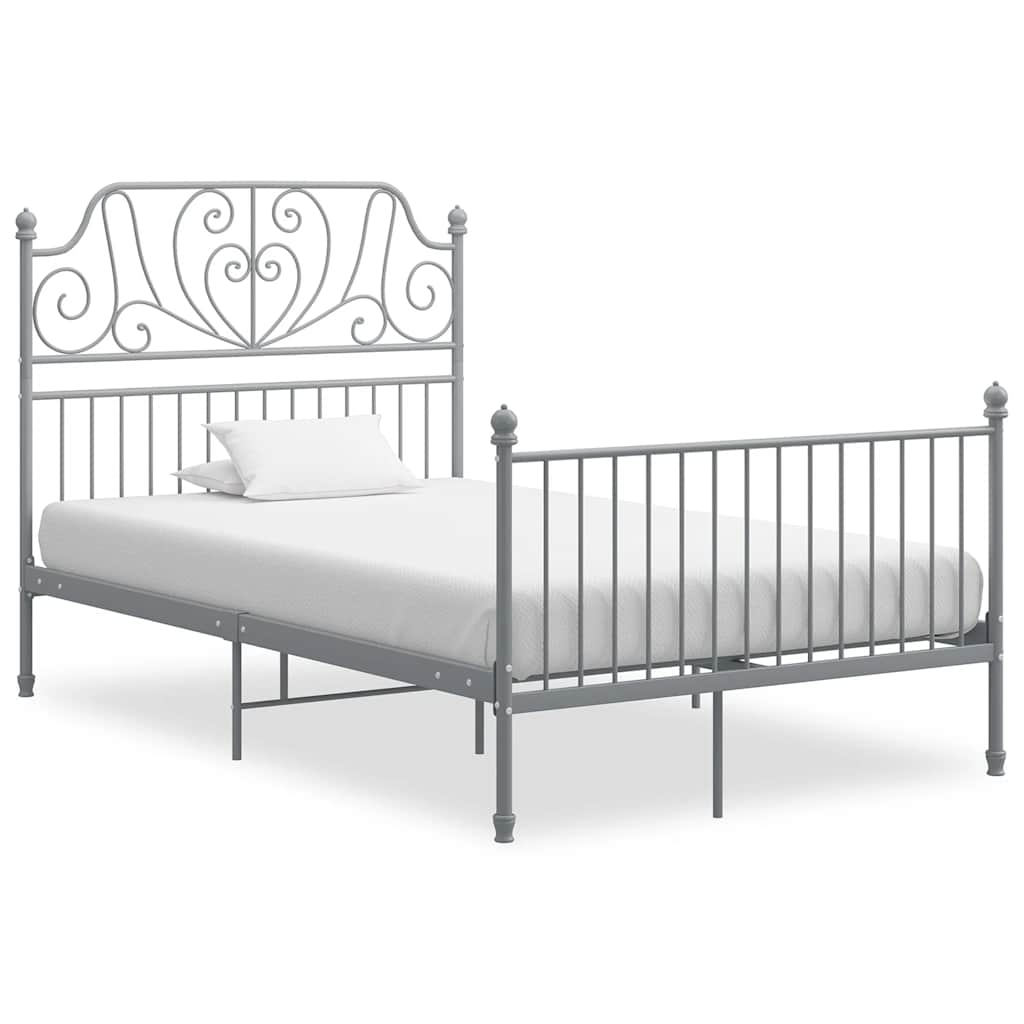 Bed Frame without Mattress Grey Metal 120x200 cm