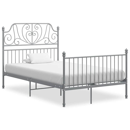 Grey Bed Frame | Powder-coated metal | Double | Durable | Bed Frame