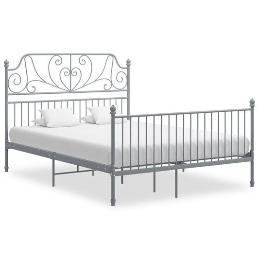 Bed Frame | Grey | Powder-coated metal | Double | Durable | Bed Frame
