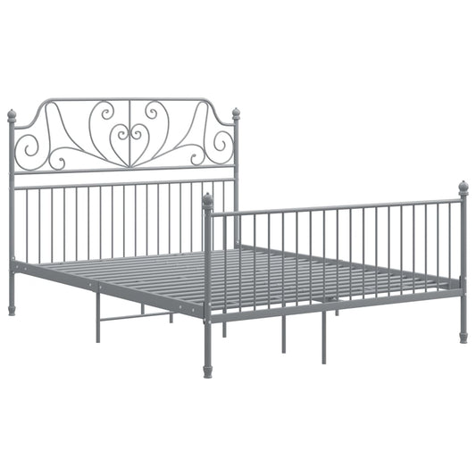 Bed Frame | Grey | Powder-coated metal | Double | Durable | Bed Frame