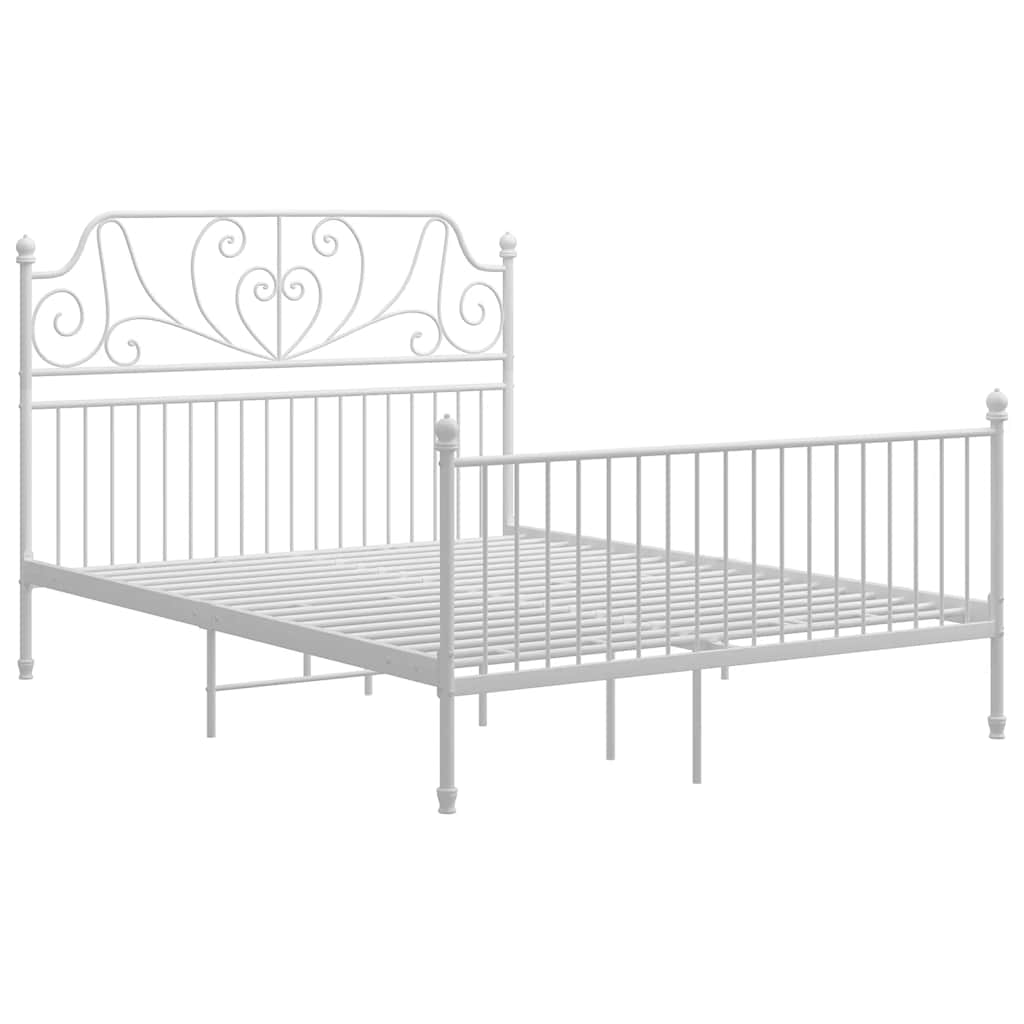 Bed Frame | White | Powder-Coated Metal | Double | Durable | Bed Frame