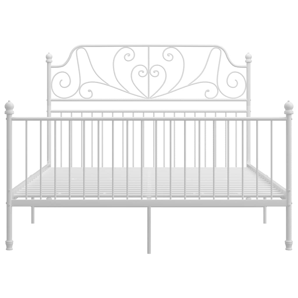 Bed Frame | White | Powder-Coated Metal | Double | Durable | Bed Frame