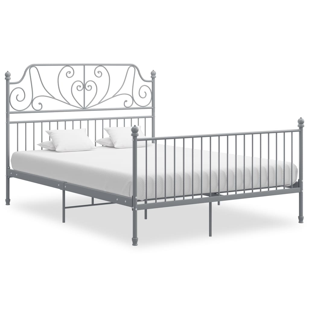 Bed Frame | Grey | Powder-coated metal | Double | Durable | Bed Frame