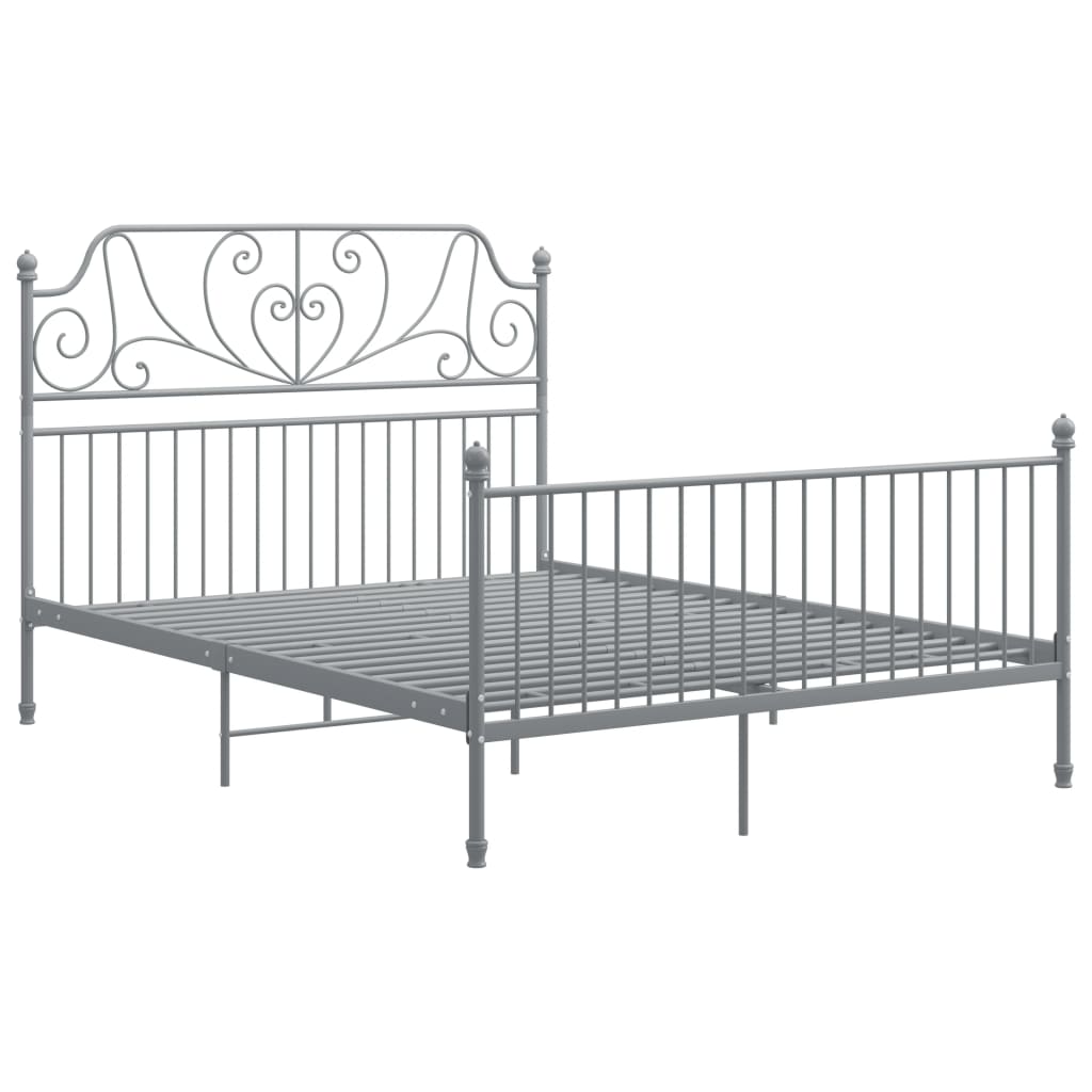 Bed Frame | Grey | Powder-coated metal | Double | Durable | Bed Frame