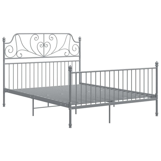 Bed Frame | Grey | Powder-coated metal | Double | Durable | Bed Frame