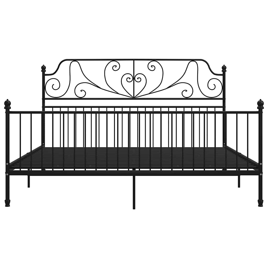 Bed Frame | Black | Powder-coated metal | 200 x 200 cm | Durable
