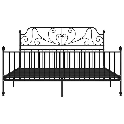 Bed Frame | Black | Powder-coated metal | 200 x 200 cm | Durable