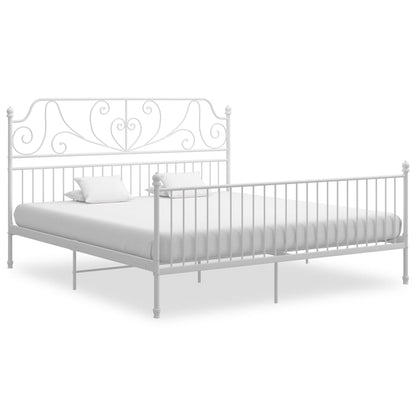 Bed Frame | White | Powder-coated metal | Double | Durable | Bed Frame