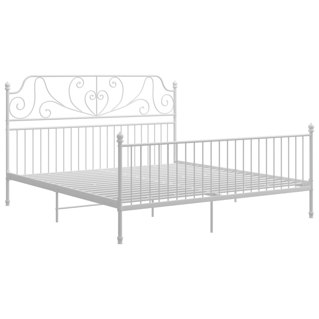 Bed Frame | White | Powder-coated metal | Double | Durable | Bed Frame