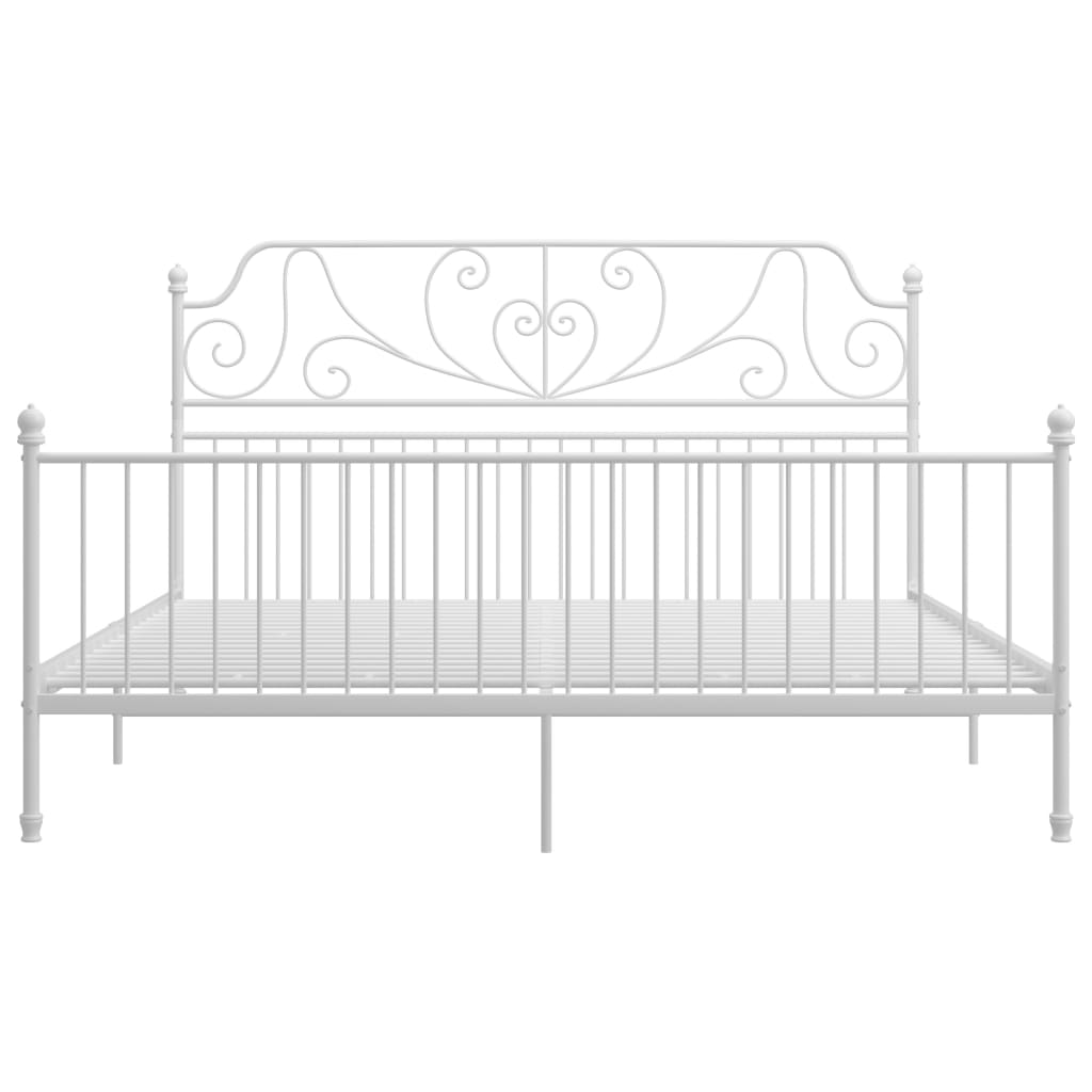 Bed Frame | White | Powder-coated metal | Double | Durable | Bed Frame