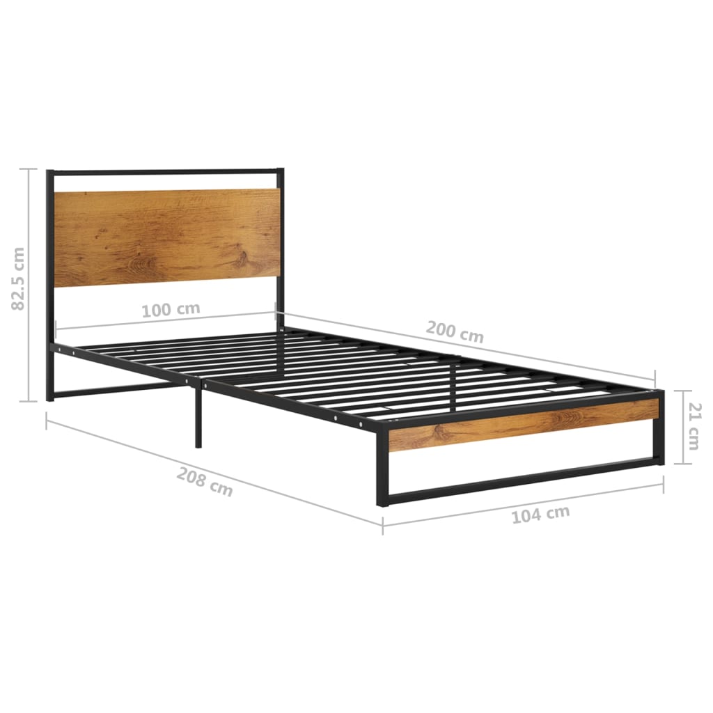 Bed Frame | Black | Powder-coated metal, Melamine coated MDF | Single