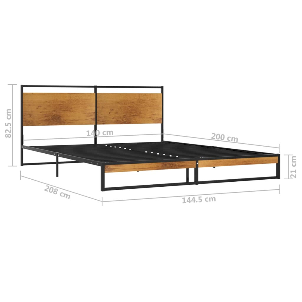 Bed Frame | Black | Powder-coated metal, MDF | 140x200 | Modern