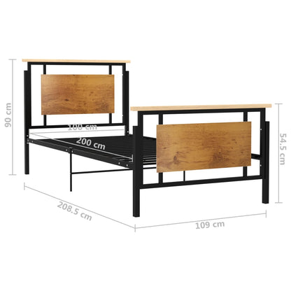 Bed Frame | Black, Oak | Solid oak wood, powder-coated metal, MDF