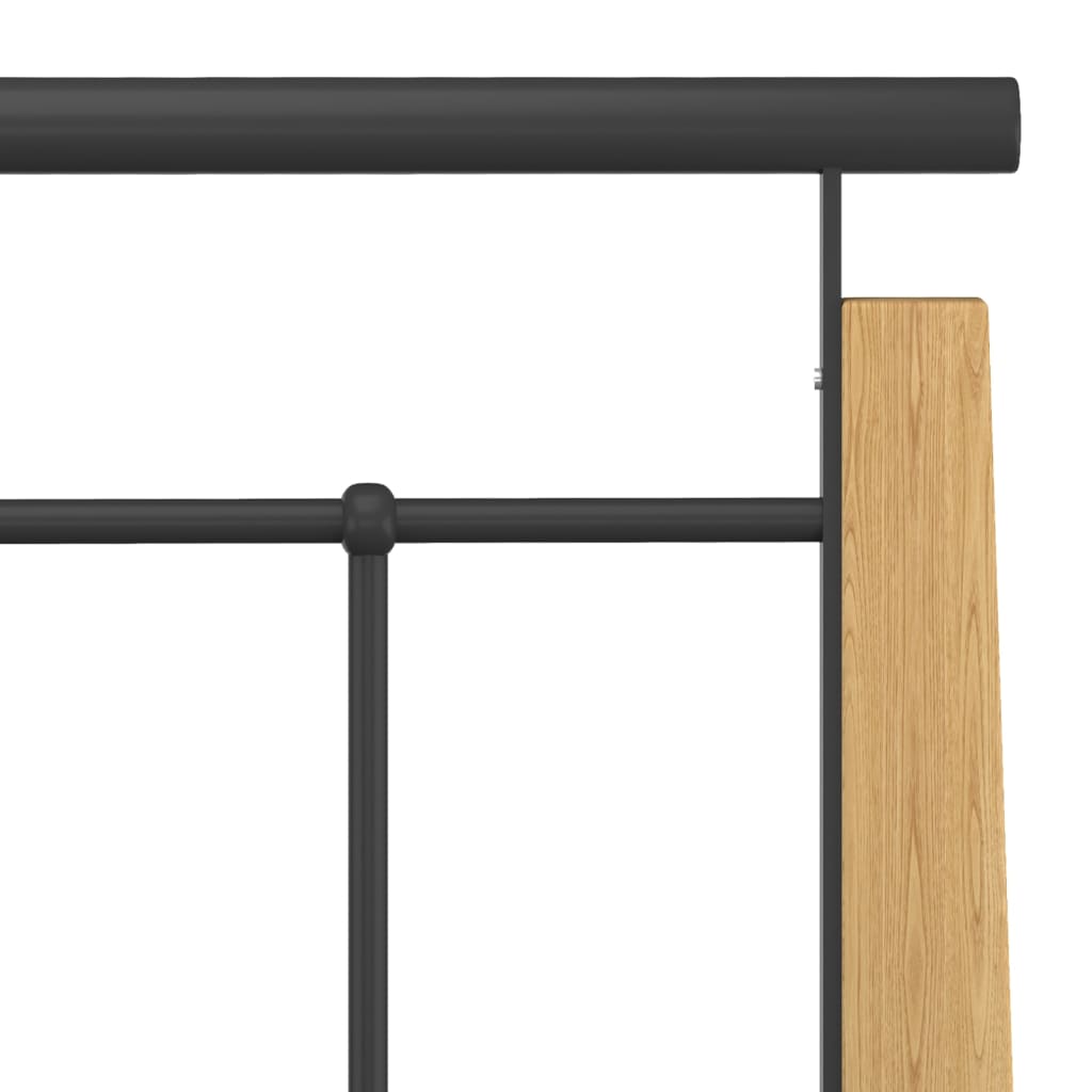 Bed Frame | Black and Light Oak | Powder-coated metal, solid oak wood