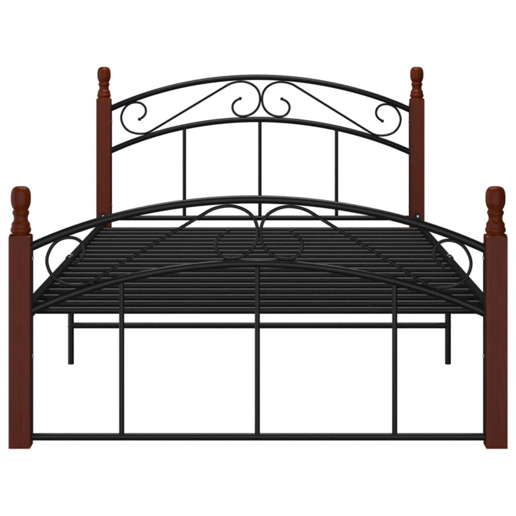 Bed Frame | Black and natural | Powder-coated metal, solid oak wood