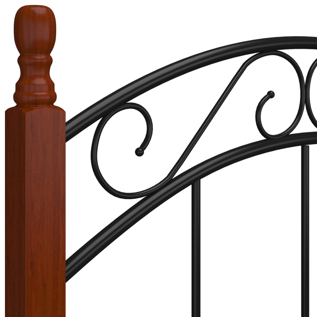 Bed Frame | Black and natural | Powder-coated metal, solid oak wood