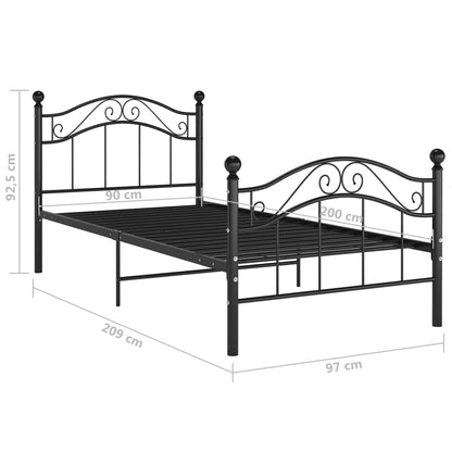 Bed Frame | Black | Powder-coated metal | Single |  Durable  | Bed Frame