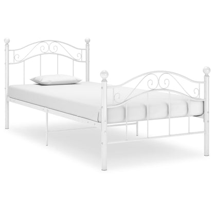 Bed Frame without Mattress White Metal 90x200 cm