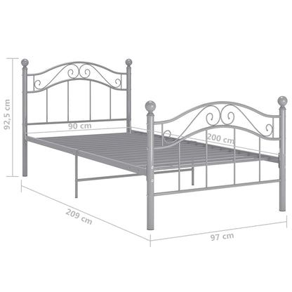 Bed Frame | Grey | Powder-coated metal | Single |  Durable  | Bed Frame