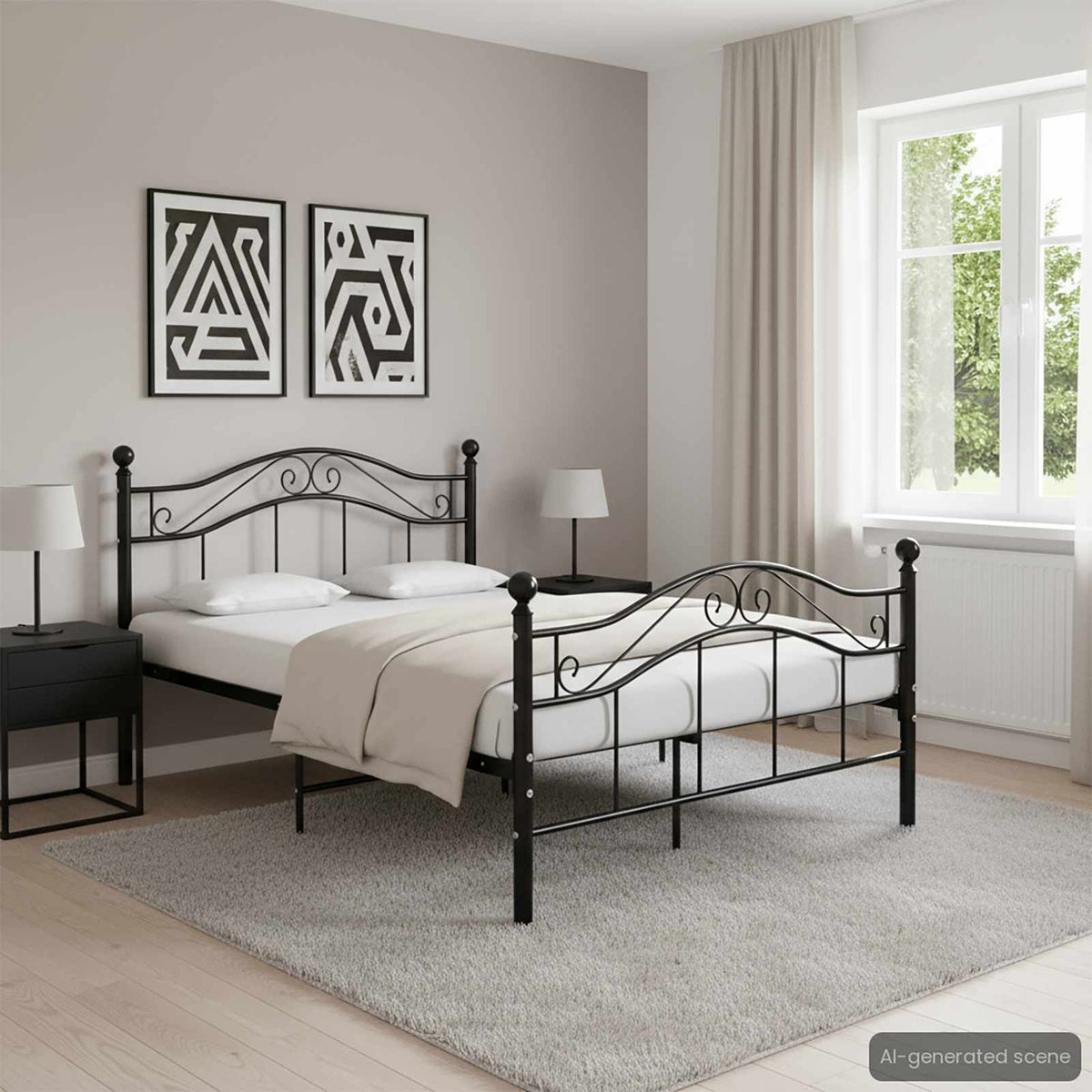 Bed Frame without Mattress Black Metal 120x200 cm