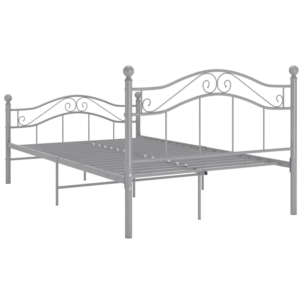 Bed Frame | Grey | Powder-coated metal | Double | Bed Frame | Rectangular