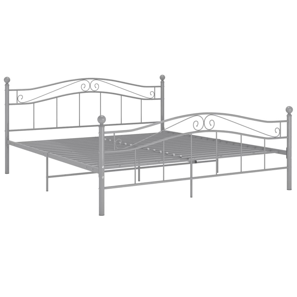 Bed Frame without Mattress Grey Metal 140x200 cm