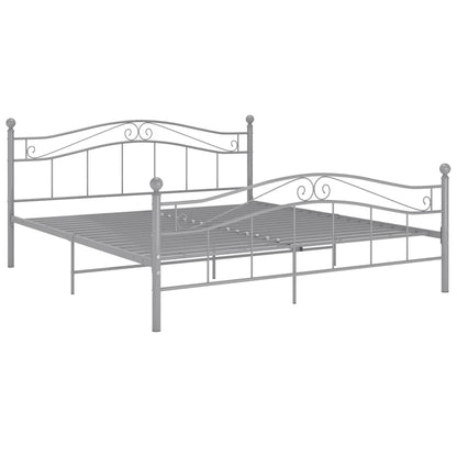Bed Frame without Mattress Grey Metal 140x200 cm