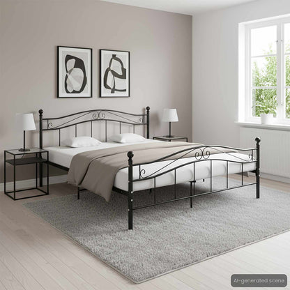 Bed Frame without Mattress Black Metal 160x200 cm