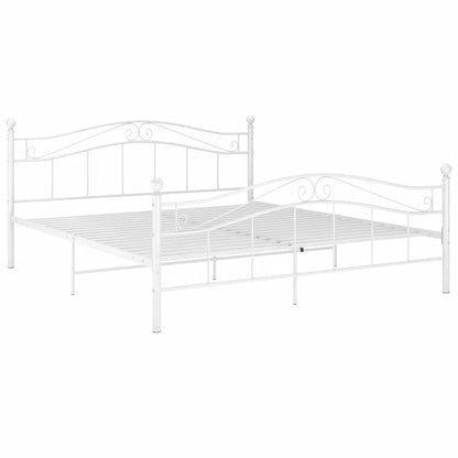 Bed Frame without Mattress White Metal 160x200 cm