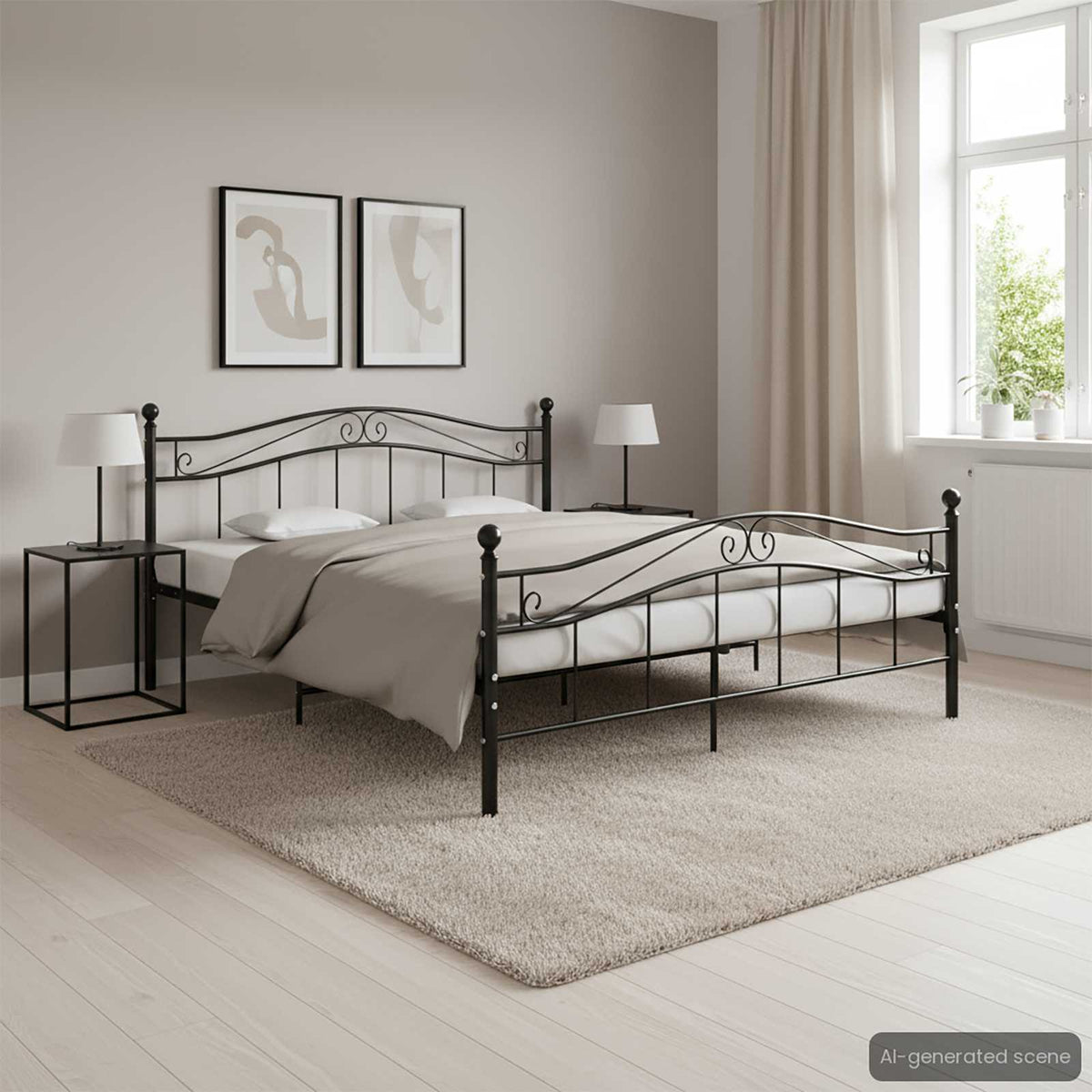 Bed Frame without Mattress Black Metal 200x200 cm