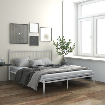 Bed Frame without Mattress White Metal 180x200 cm Super King
