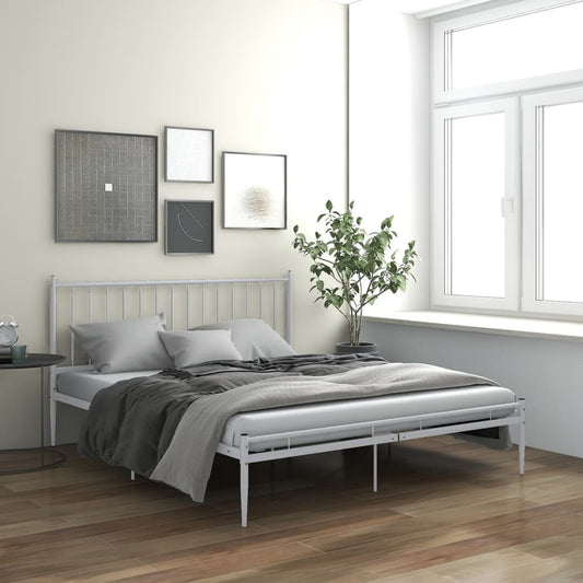 Bed Frame without Mattress White Metal 180x200 cm Super King