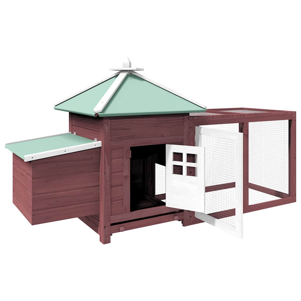 170982 vidaXL Chicken Coop with Nest Box Mocha 190x72x102 cm Solid Firwood