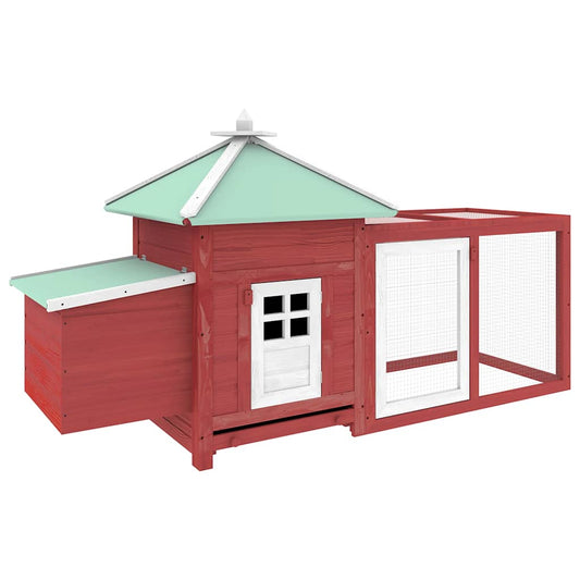 Chicken Coop with Nest Box Red 190x72x102 cm Solid Firwood