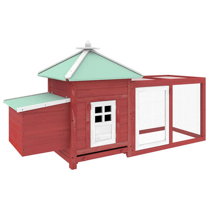 170983 vidaXL Chicken Coop with Nest Box Red 190x72x102 cm Solid Firwood