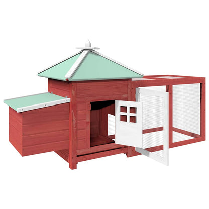 170983 vidaXL Chicken Coop with Nest Box Red 190x72x102 cm Solid Firwood
