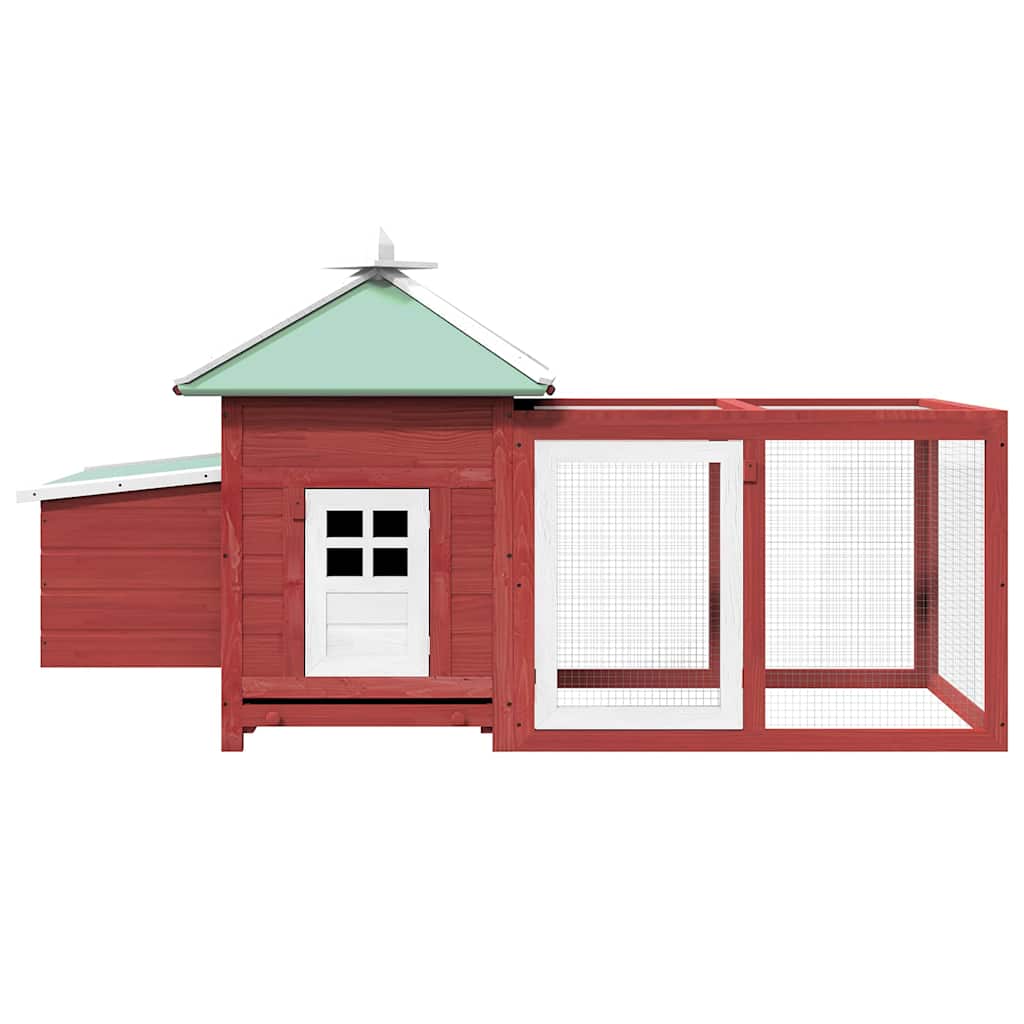 170983 vidaXL Chicken Coop with Nest Box Red 190x72x102 cm Solid Firwood