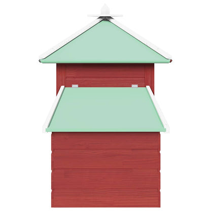 170983 vidaXL Chicken Coop with Nest Box Red 190x72x102 cm Solid Firwood