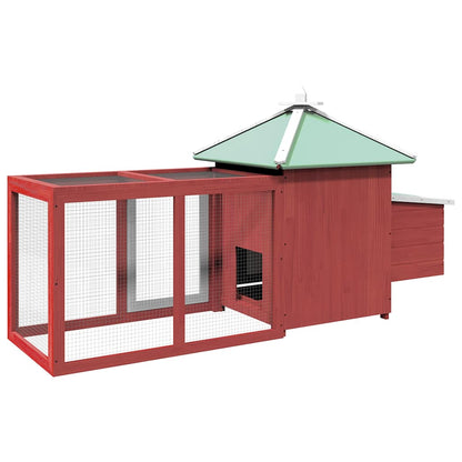 170983 vidaXL Chicken Coop with Nest Box Red 190x72x102 cm Solid Firwood