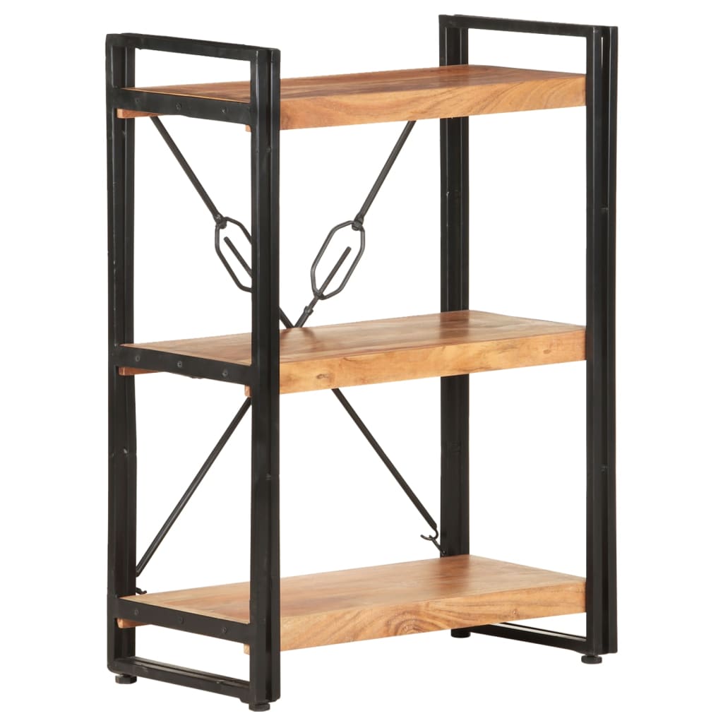 3-Tier Bookcase 60x30x80 cm Solid Acacia Wood