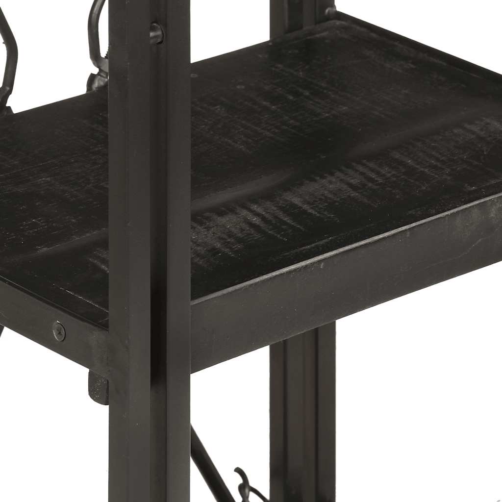 3-Tier Bookcase Black 40x30x80 cm Solid Mango Wood