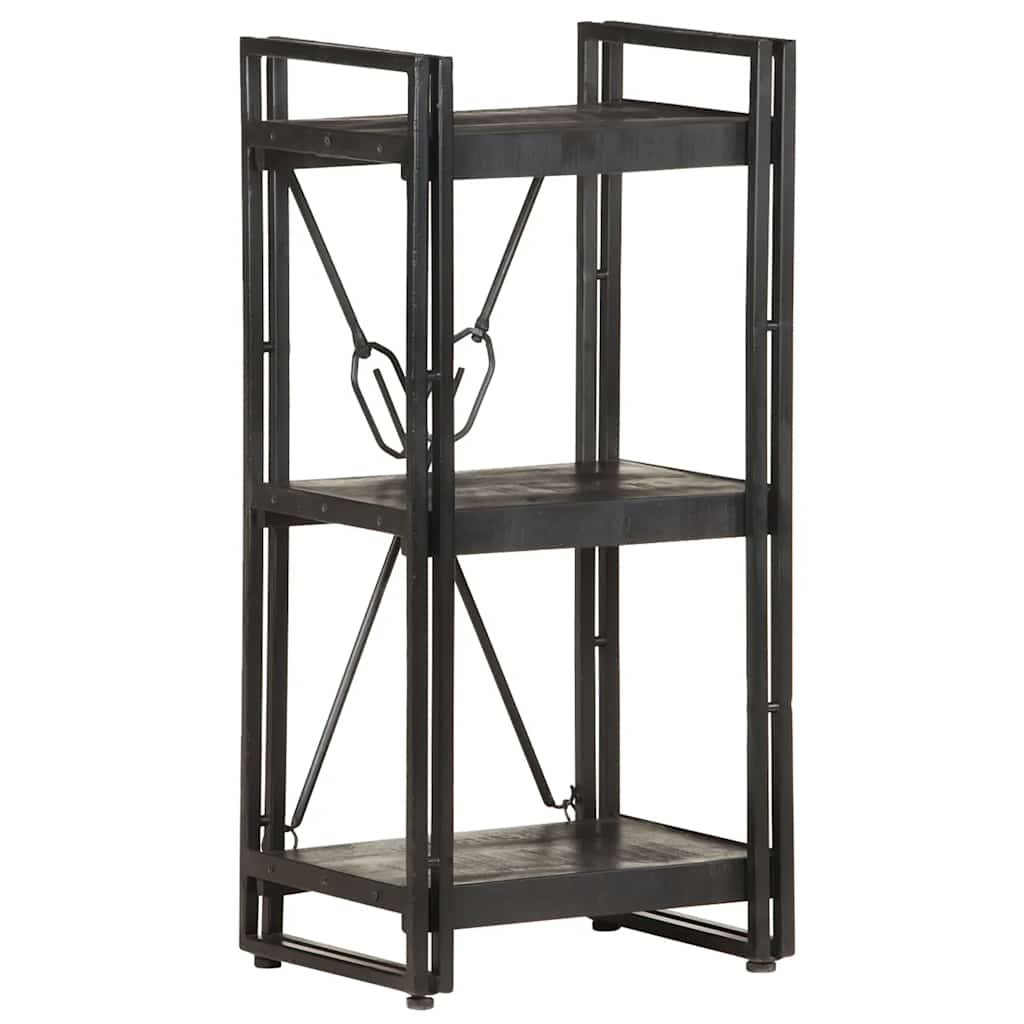 3-Tier Bookcase Black 40x30x80 cm Solid Mango Wood